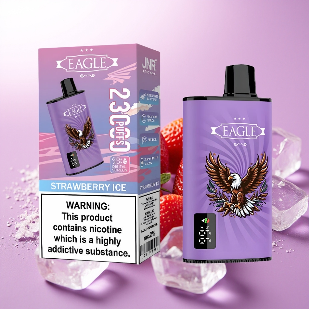 JNR EAGLE Smart 23000 Puffs Vape Desechable Fresa Helada con Pantalla Digital y Bobina Mesh 1.0ohm