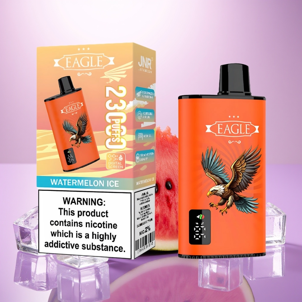 JNR EAGLE Smart 23000 Puffs Vape Desechable Sandía Helada con Pantalla Digital, Bobina Mesh 1.0ohm y Flujo de Aire Ajustable