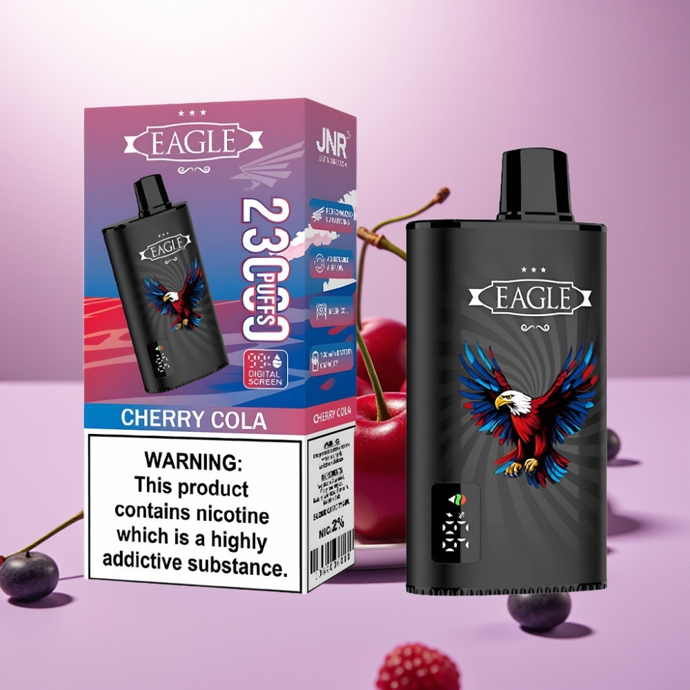 JNR EAGLE Smart 23000 Puffs Vape Desechable con Pantalla Digital, Bobina Mesh 1.0ohm, Flujo de Aire Ajustable y Sabor Cereza Cola