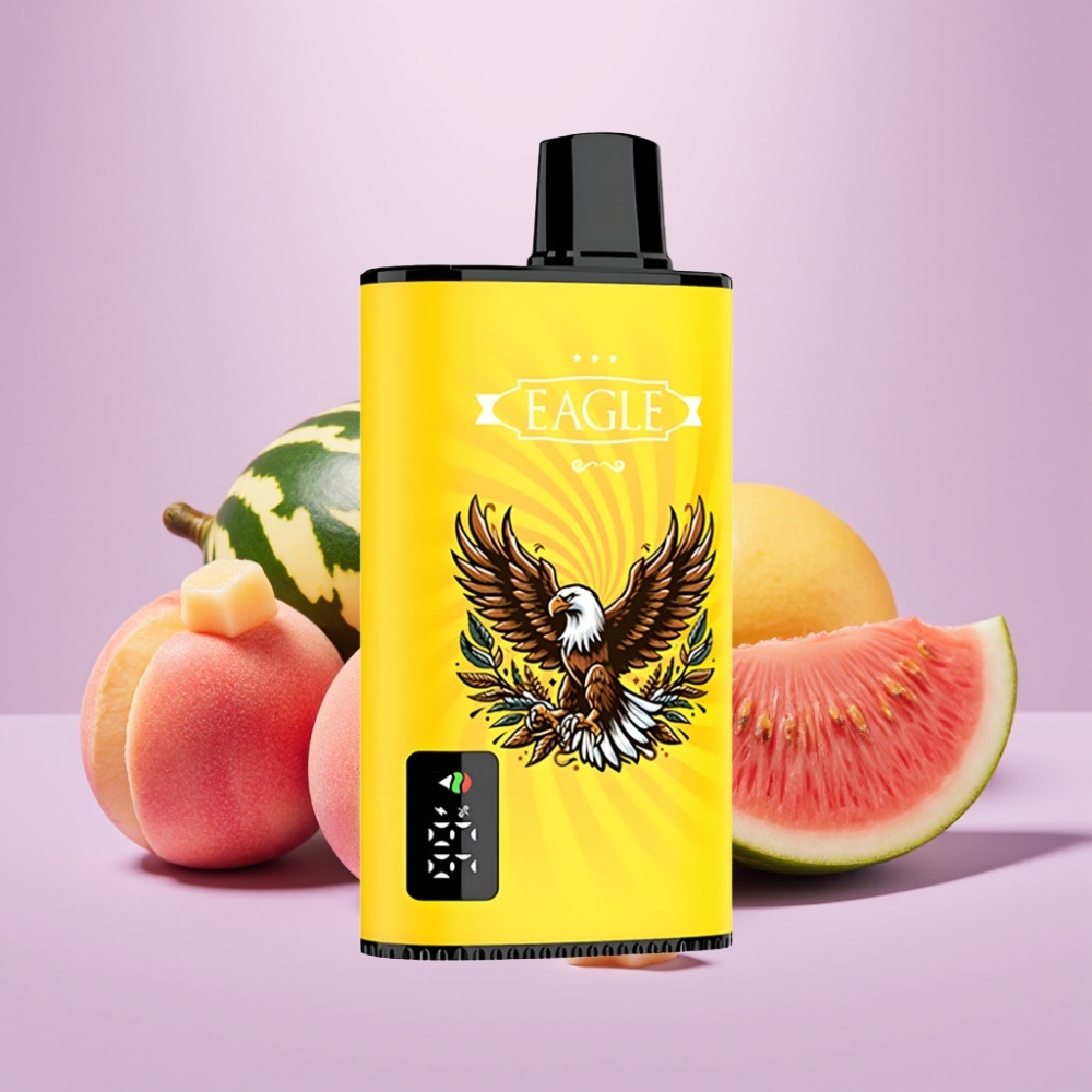 JNR EAGLE Smart 23000 Puffs Vape Desechable con Pantalla Digital, Bobina Mesh 1.0ohm y Sabor Durazno Mango Sandía