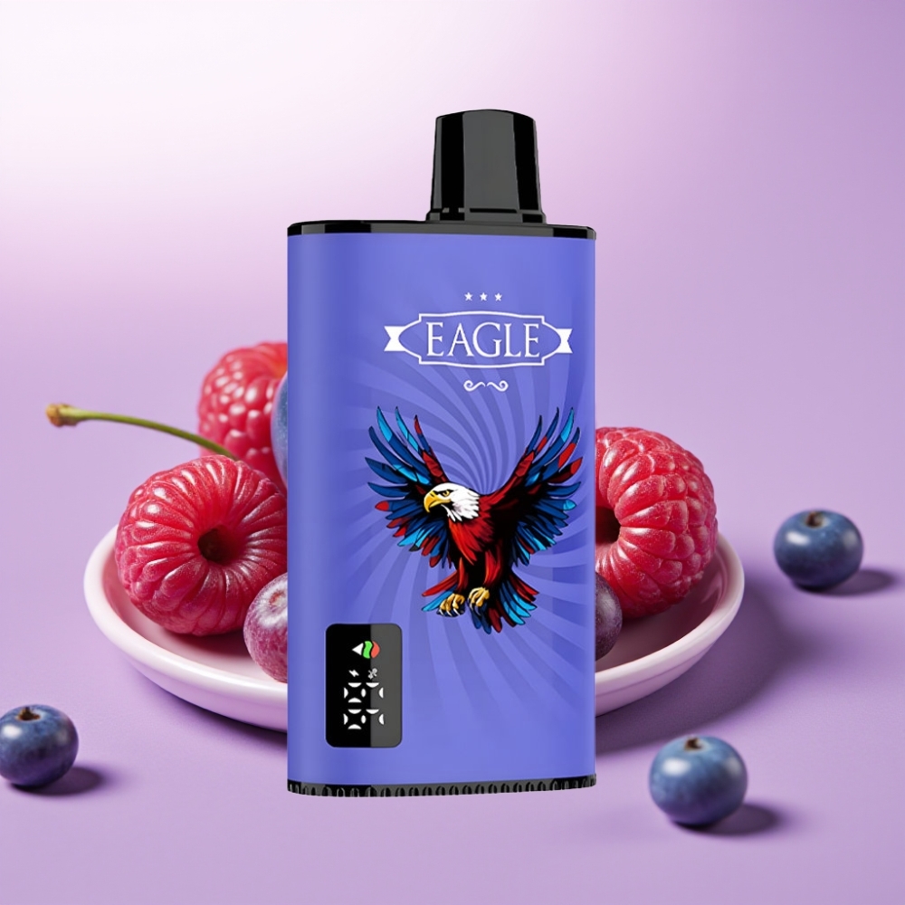 JNR EAGLE Smart 23000 Puffs Vape Desechable con Pantalla Digital, Bobina Mesh 1.0ohm y Sabor Frambuesa Azul Cereza
