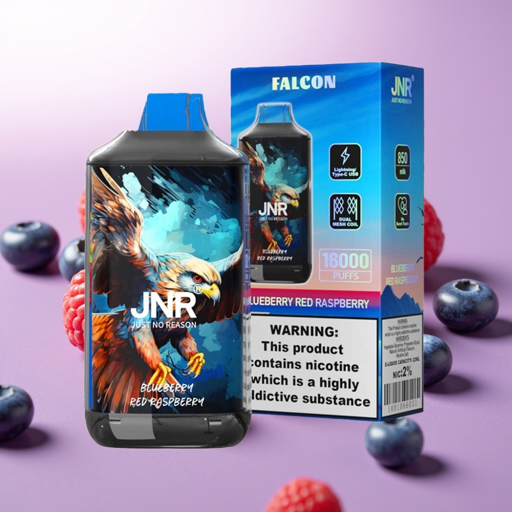 JNR Falcon 16000 Puffs Vape Desechable Arándano Rojo Frambuesa - 22ml, Dual Mesh, 850mAh