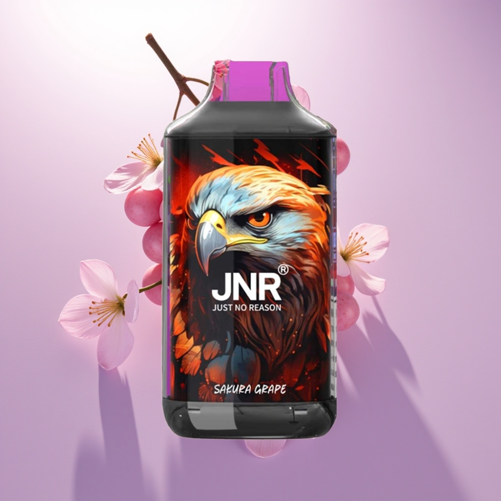 JNR Falcon 16000 Puffs Vape Desechable Cereza Uva – 22ml, Doble Malla, Pantalla LED, Tipo C/Lightning