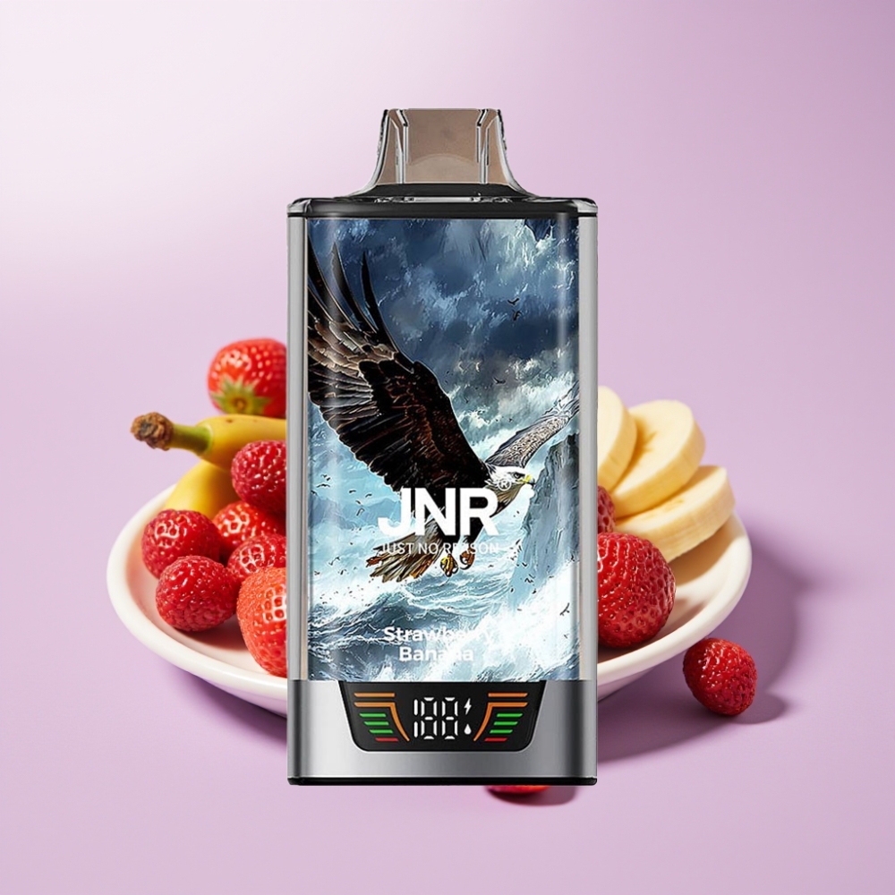 JNR Falcon Pro 28000 Desechable Fresa Plátano – 30ml, 28000 Caladas, 5% Nicotina, Pantalla Inteligente, Dual Mesh, USB-C