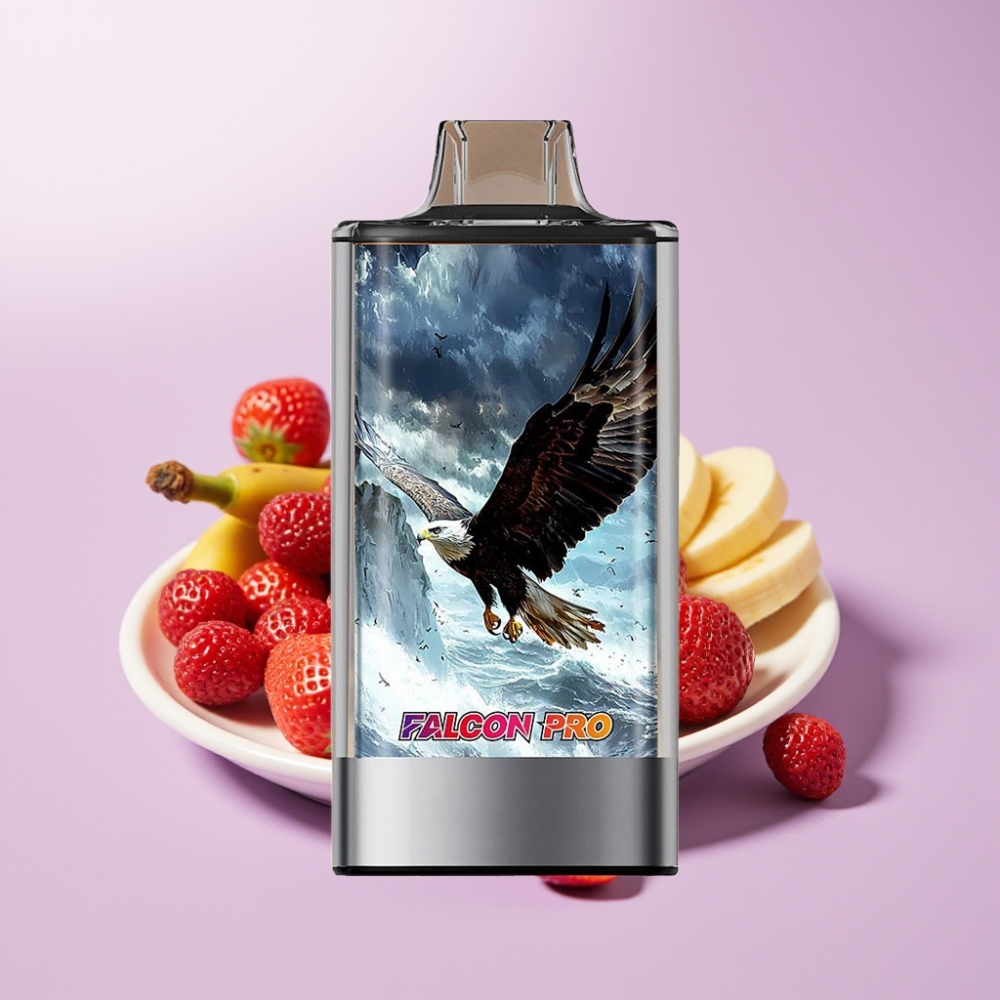 JNR Falcon Pro 28000 Desechable Fresa Plátano – 30ml, 28000 Caladas, 5% Nicotina, Pantalla Inteligente, Dual Mesh, USB-C