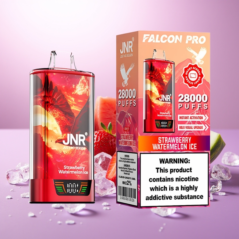 JNR Falcon Pro 28000 Desechable Fresa Sandía Hielo – 30ml, 28000 Caladas, Pantalla Inteligente, USB-C