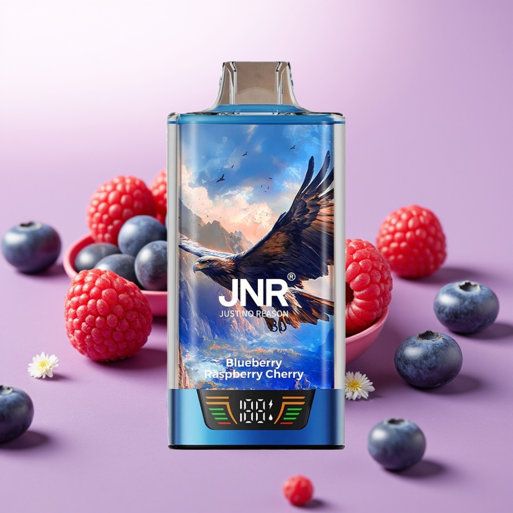 JNR Falcon Pro 28000 Desechable Vape Arándano Frambuesa Cereza con Pantalla Inteligente, Doble Bobina Mesh y USB-C