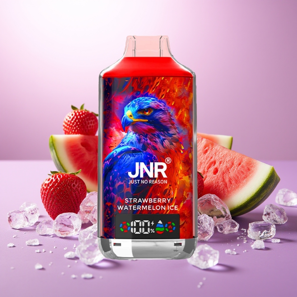 JNR Falcon X 18000 Puffs Vape Fresa Sandía Hielo – 24ml, Dual Mesh Coil, Pantalla Digital, Carga Rápida Type-C