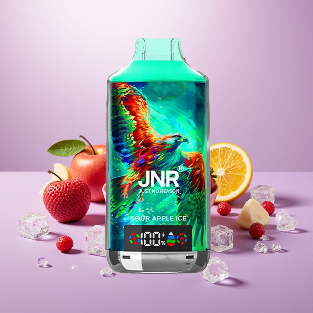 JNR Falcon X 18000 Puffs Vape Manzana Ácida Helada – Doble Malla, 24ml, Pantalla Digital, Tipo-C