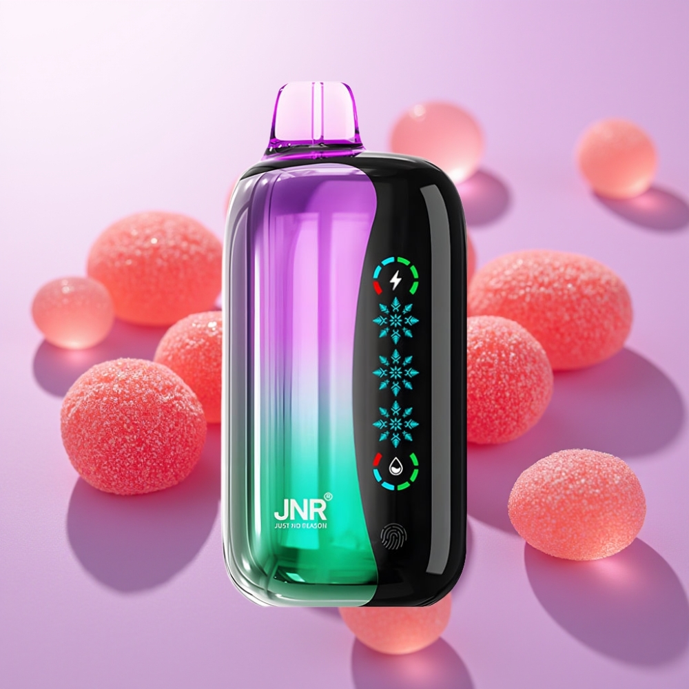 JNR Flex Ice 21000 Puffs Disposable Vape Gomitas Ácidas de Cereza con Ajuste de Hielo, Pantalla Táctil y 26ml de Líquido