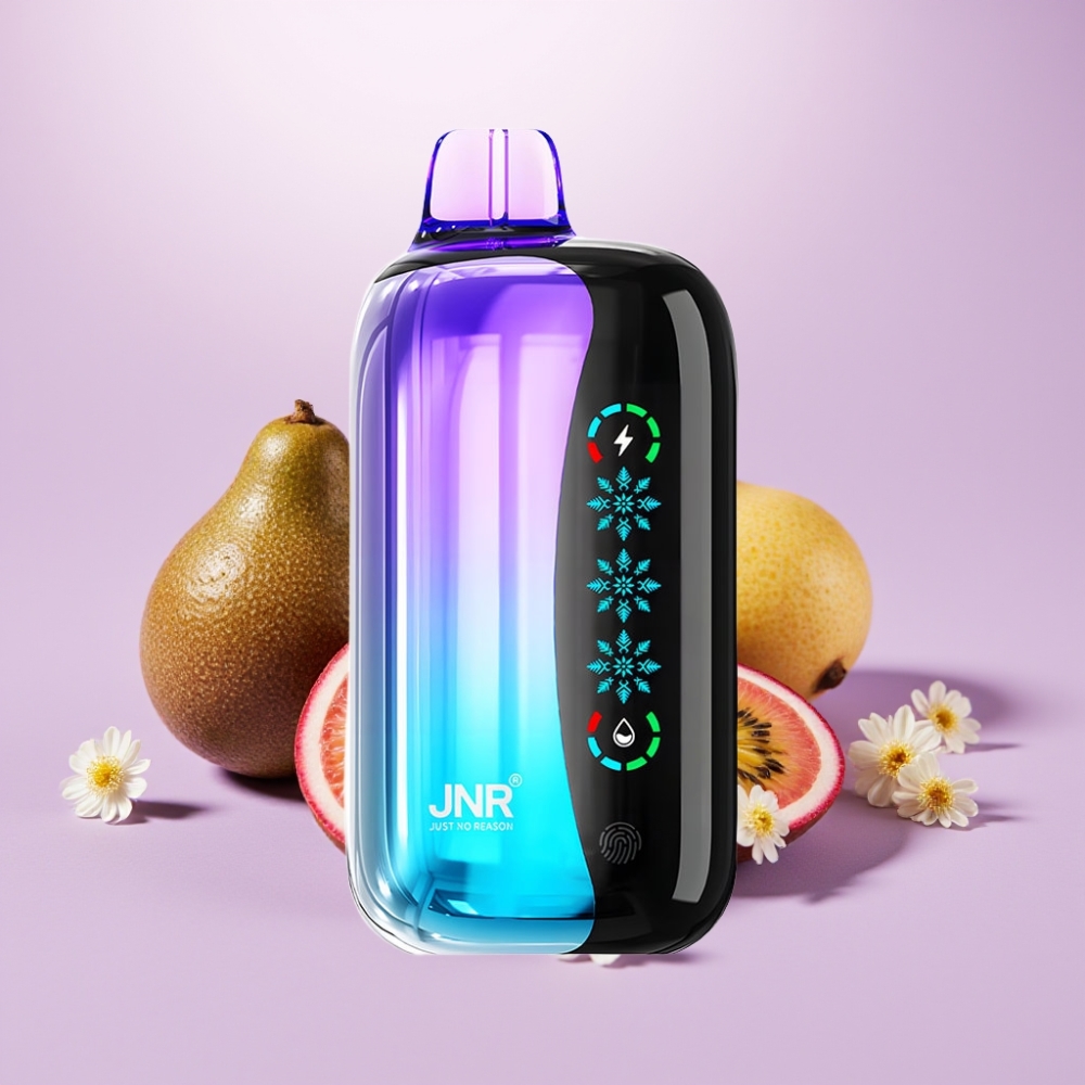 JNR Flex Ice 21000 Puffs Disposable Vape Kiwi Maracuyá Guayaba con Ajuste de Hielo, Pantalla Táctil y Tipo-C