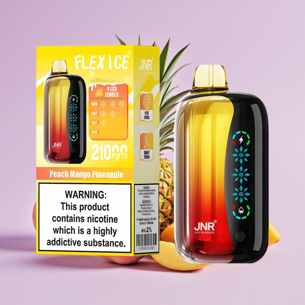 JNR Flex Ice 21000 Puffs Disposable Vape Melocotón Mango Piña con Ajuste de Hielo y Pantalla Táctil
