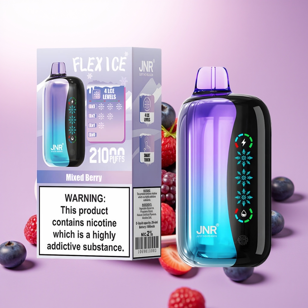 JNR Flex Ice 21000 Puffs Vape Desechable Aire Ajustable con Toque de Frío y Sabor a Frutos del Bosque