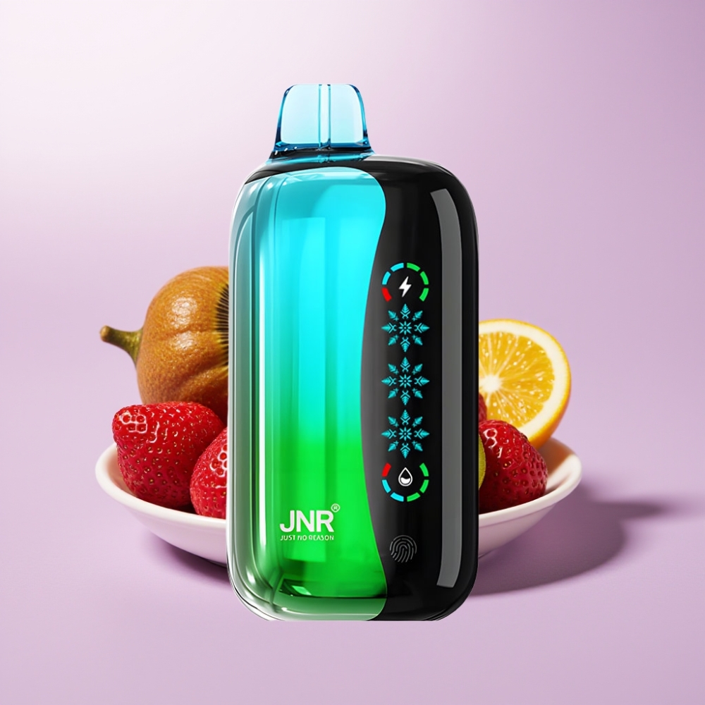 JNR Flex Ice 21000 Puffs Vape Desechable Fresa Kiwi, 26ml, Aire Ajustable, Pantalla Táctil, Tipo-C