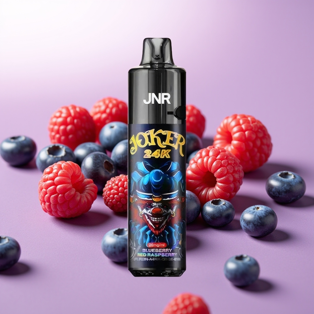 JNR Joker 24K Puffs Recargable con Luz Multicolor y 800mAh, Sabor Arándano Rojo y Frambuesa Azul