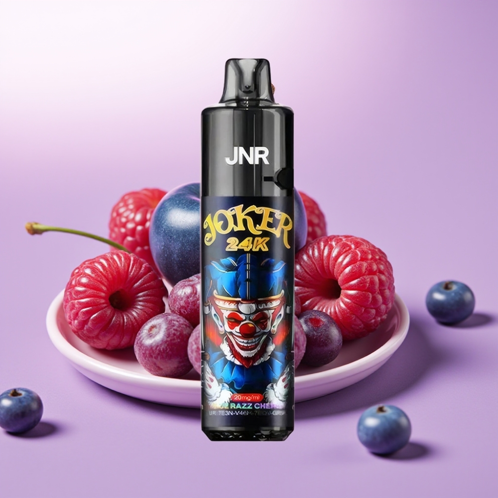 JNR Joker 24K Puffs Vape Desechable Arándano Azul Cereza con 2+10ml Recargable, 800mAh, Luz LED y Tipo-C