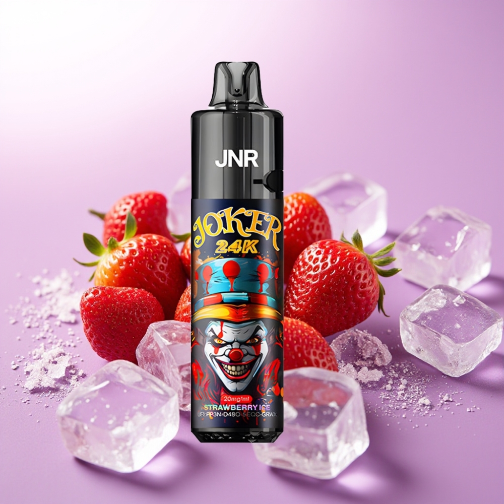 JNR Joker 24K Puffs Vape Desechable Fresa Helada con 2+10ml Recargable, 800mAh y Luz RGB