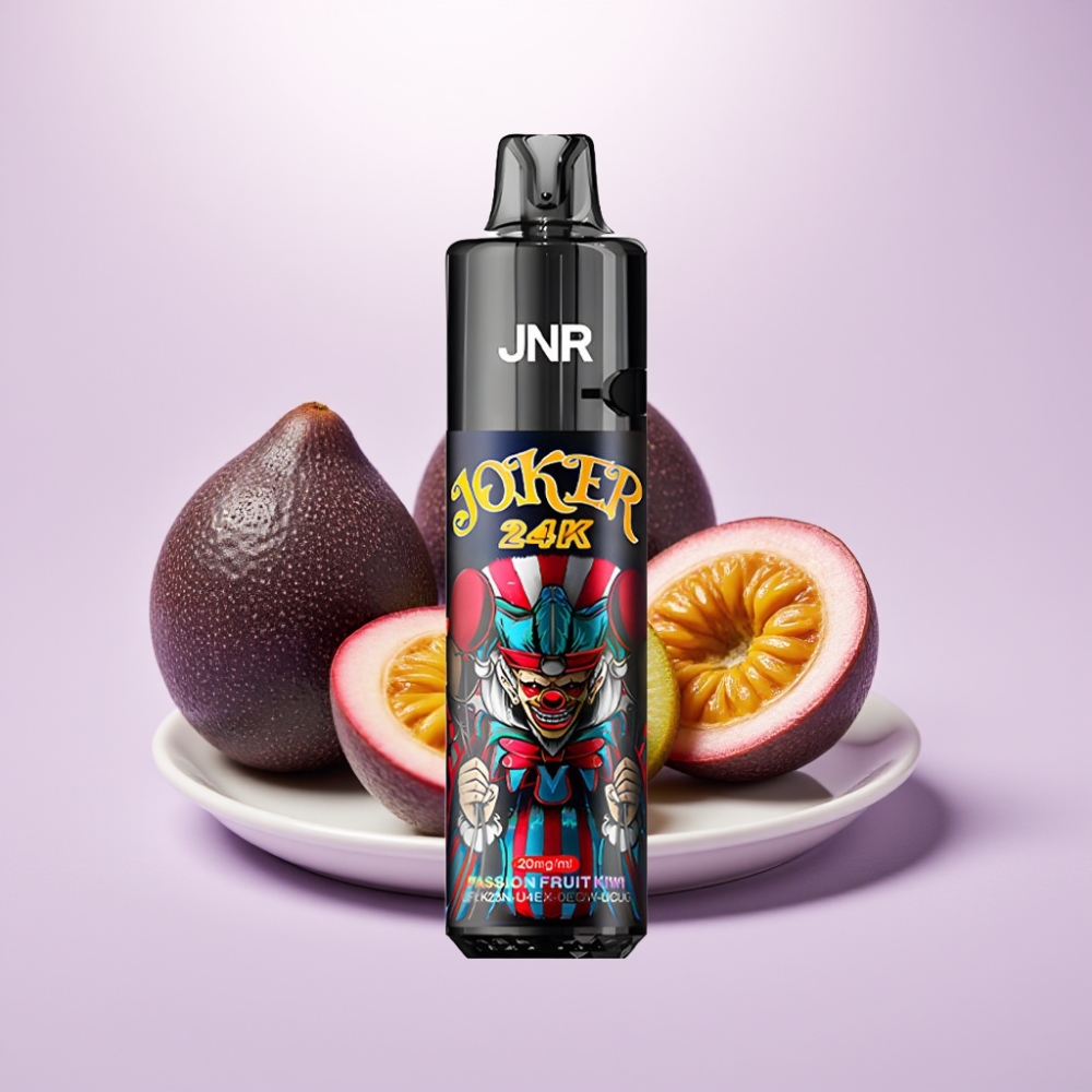 JNR Joker 24K Puffs Vape Desechable Maracuyá Kiwi, 24000 Puffs, 2% Nicotina, Recargable, Batería 800mAh, Luz LED, Tipo-C
