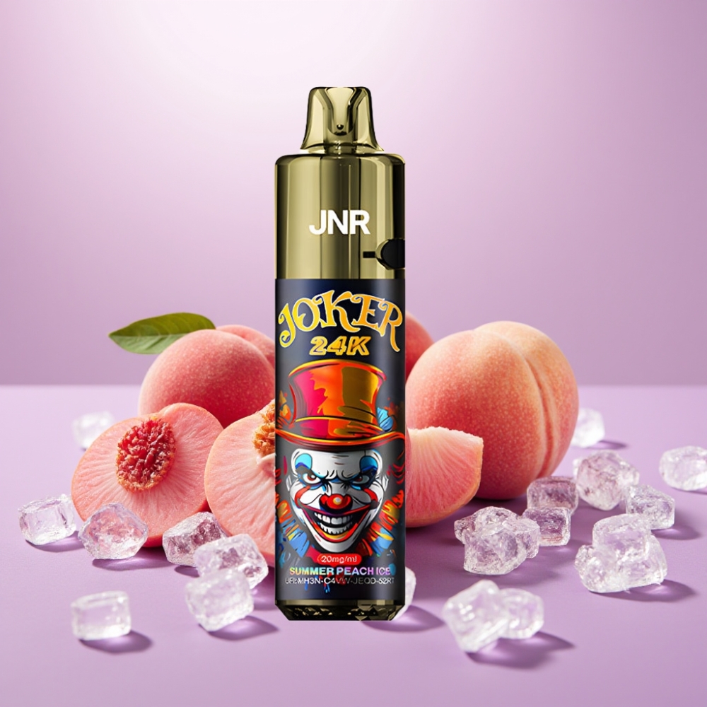 JNR Joker 24K Puffs Vape Desechable Melocotón Helado de Verano con Recargable Lateral y Luz LED