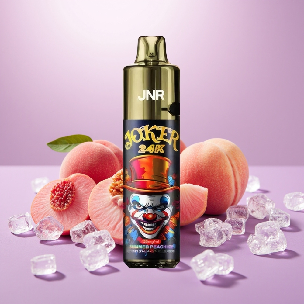 JNR Joker 24K Puffs Vape Desechable Melocotón Helado de Verano con Recargable Lateral y Luz LED