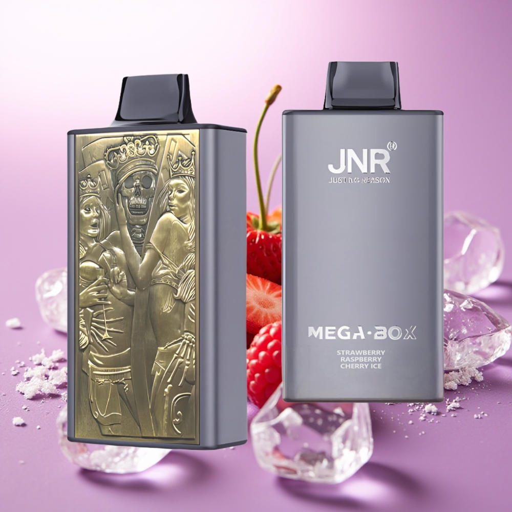 JNR Mega Box 25000 Puffs Desechable Sabor Fresa Frambuesa Cereza Hielo – 30ml, Doble Malla, Tipo-C