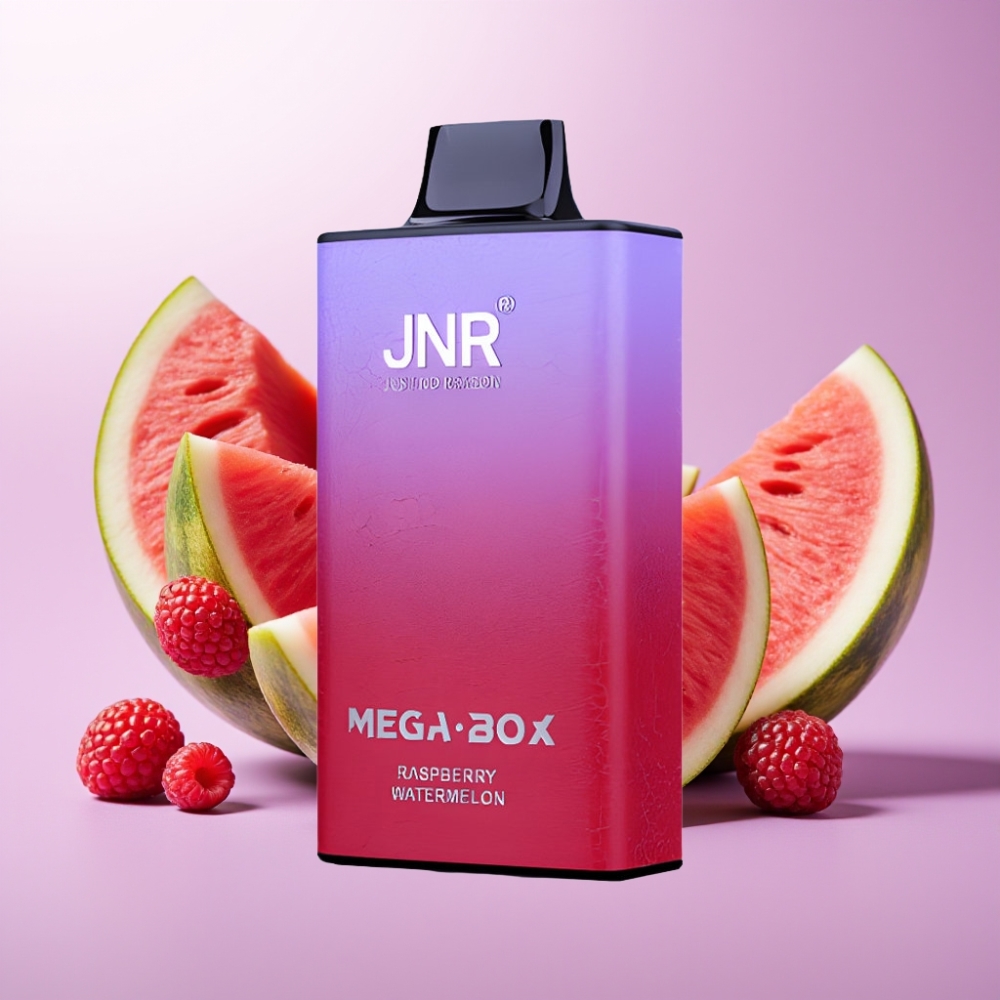 JNR Mega Box 25000 Puffs Vape Desechable Frambuesa Sandía – 30ml, Dual Mesh, Tipo-C