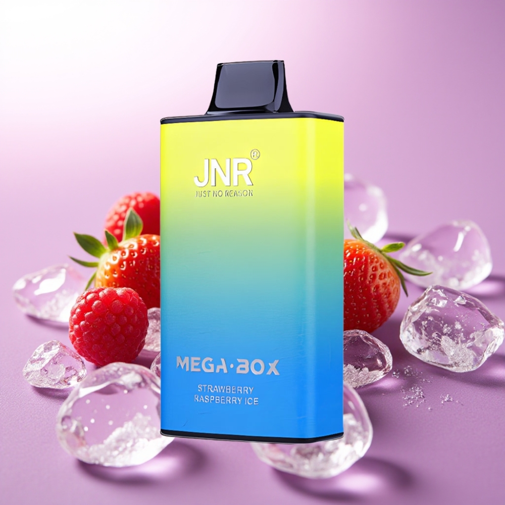 JNR Mega Box 25000 Puffs Vape Desechable Fresa Frambuesa Hielo – 30ml, Dual Mesh, Tipo-C