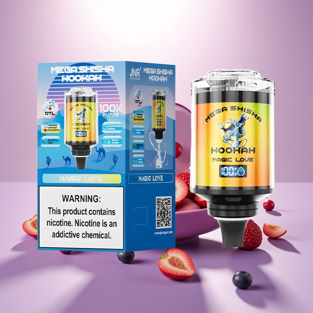 JNR Mega Shisha Hookah 100K Amor Mágico con Pantalla Inteligente y Carga Tipo-C