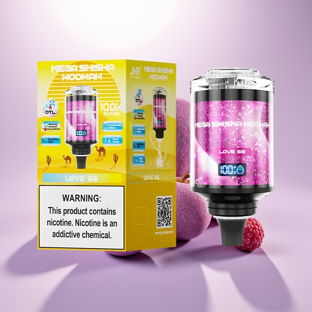 JNR Mega Shisha Hookah 100K Compatibilidad de Escritorio Amor 66 Pantalla Inteligente 2200mAh