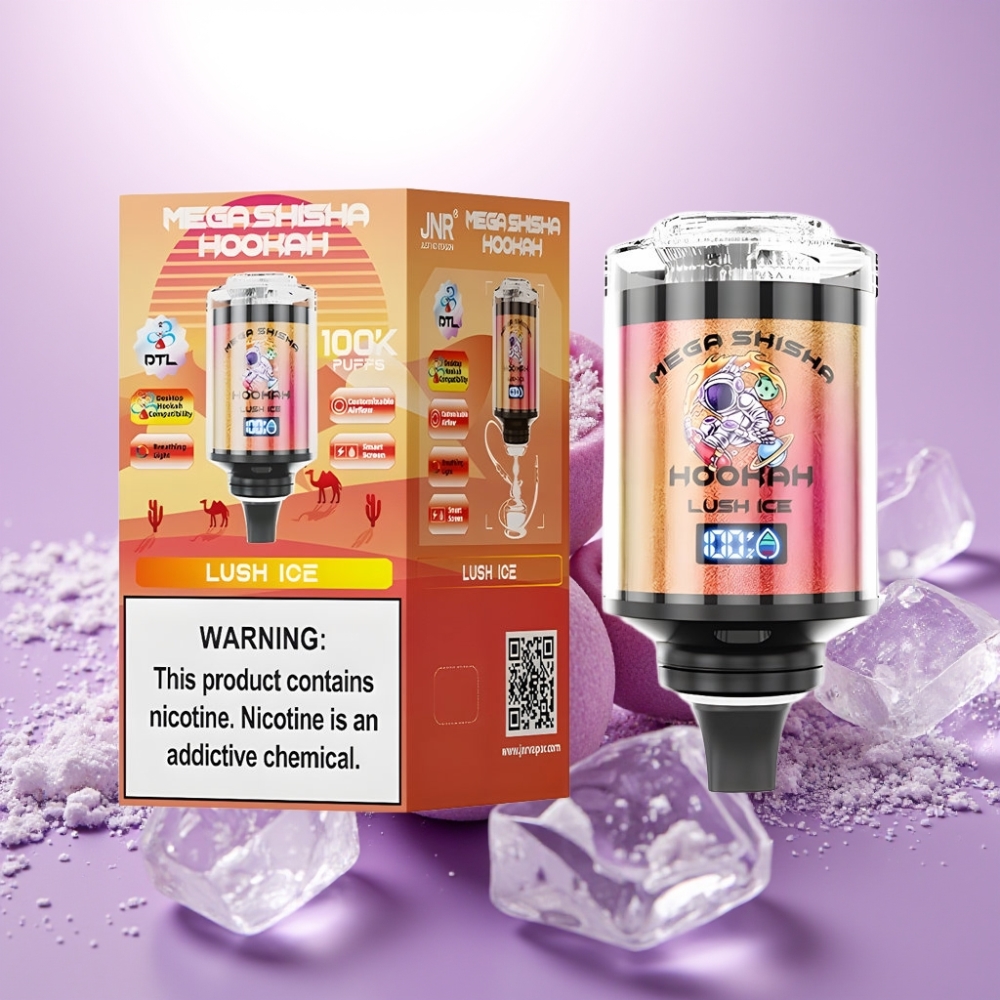 JNR Mega Shisha Hookah 100K Hielo Lush 60ml Pantalla Inteligente