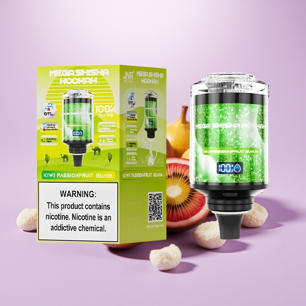 JNR Mega Shisha Hookah 100K Maracuyá Fruta de la Pasión Guayaba 60ml Pantalla Inteligente
