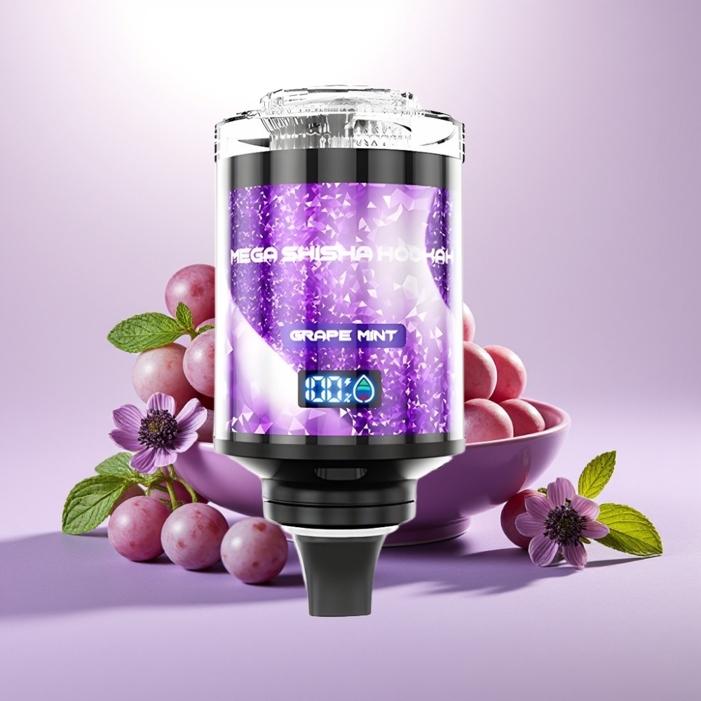 JNR Mega Shisha Hookah 100K Uvas Menta 60ml Pantalla Inteligera