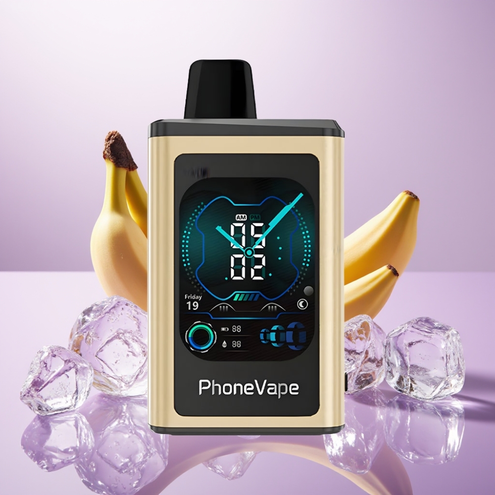 JNR PhoneVape 30000 caladas Vape Desechable Banana Ice con Batería Recargable 850mAh, Turbo y Pantalla Completa