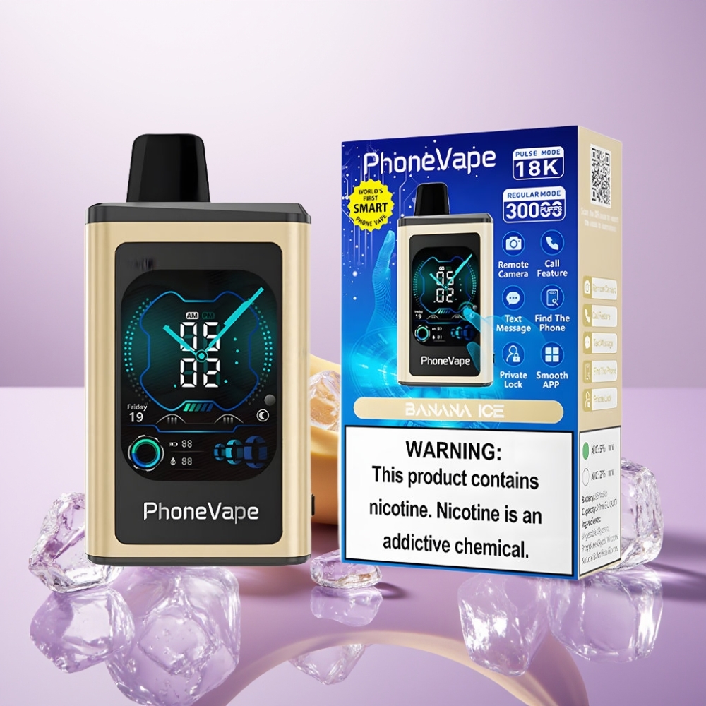 JNR PhoneVape 30000 caladas Vape Desechable Banana Ice con Batería Recargable 850mAh, Turbo y Pantalla Completa