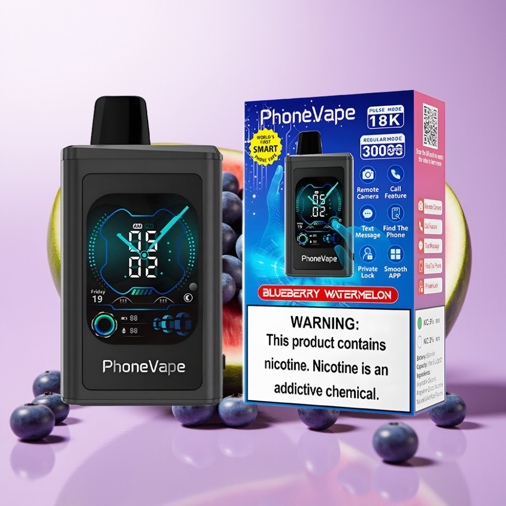 JNR PhoneVape 30000 puffs Disposable Vape Arándano Sandía con Batería 850mAh Recargable, Turbo y Pantalla Completa