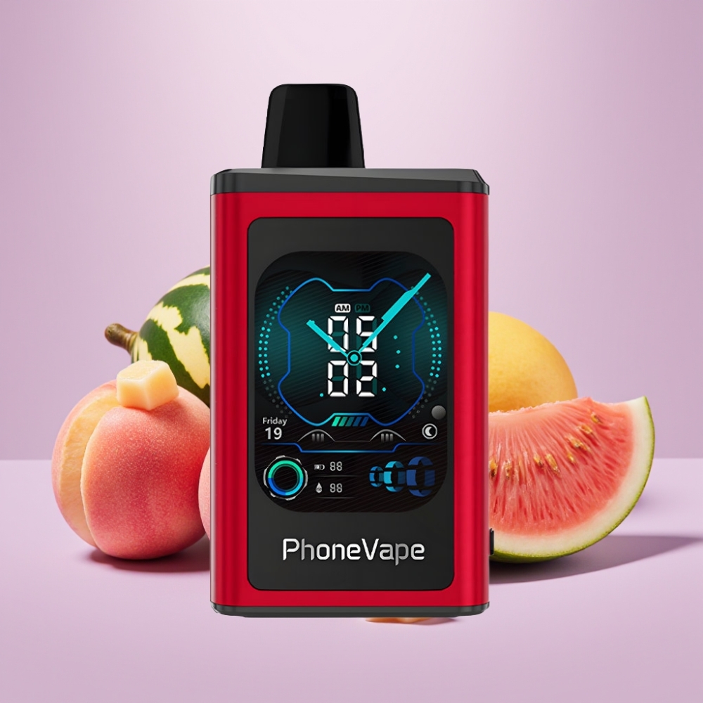 JNR PhoneVape 30000 puffs Disposable Vape Durazno Mango Sandía con Batería 850mAh Recargable, Pantalla Completa y Control por App