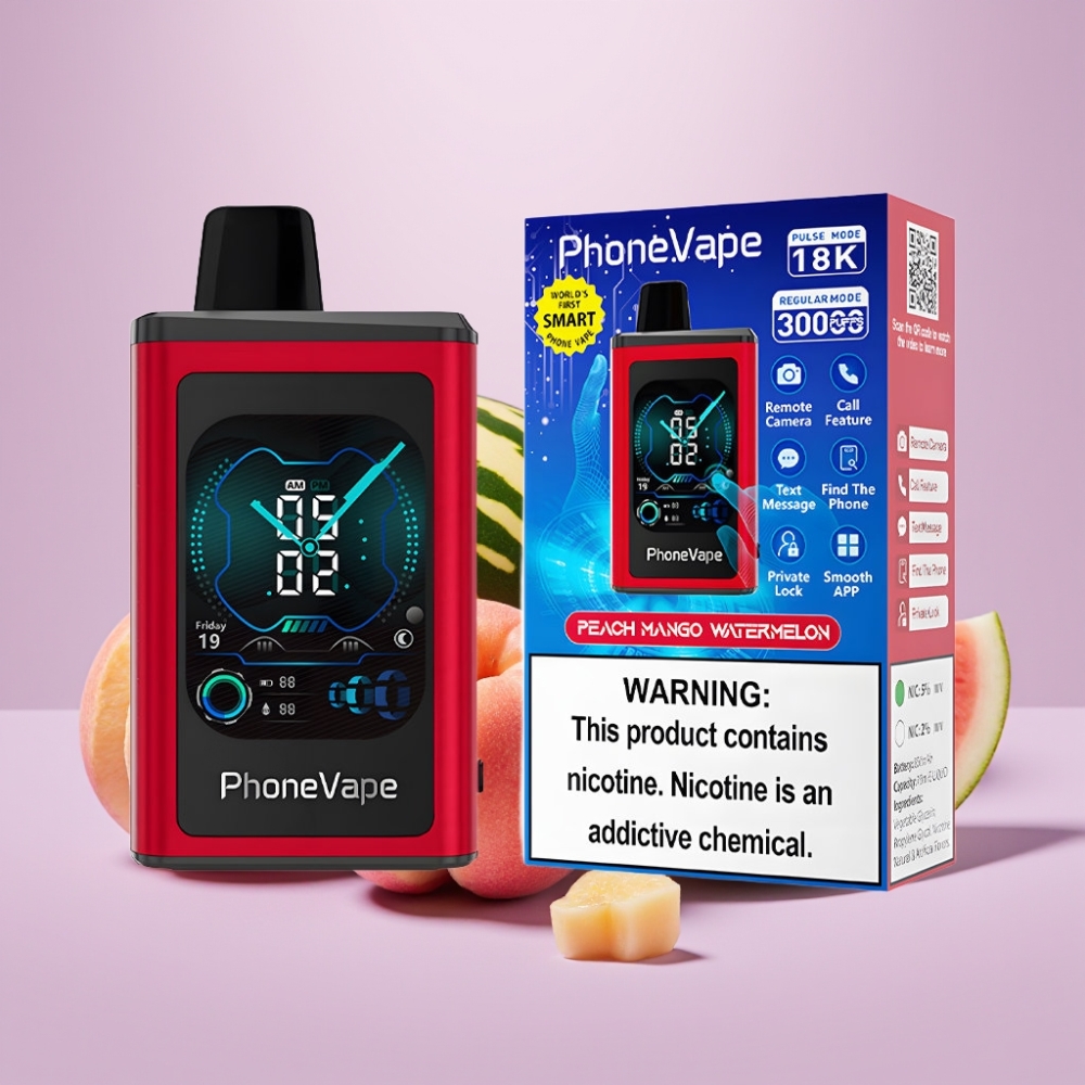 JNR PhoneVape 30000 puffs Disposable Vape Durazno Mango Sandía con Batería 850mAh Recargable, Pantalla Completa y Control por App