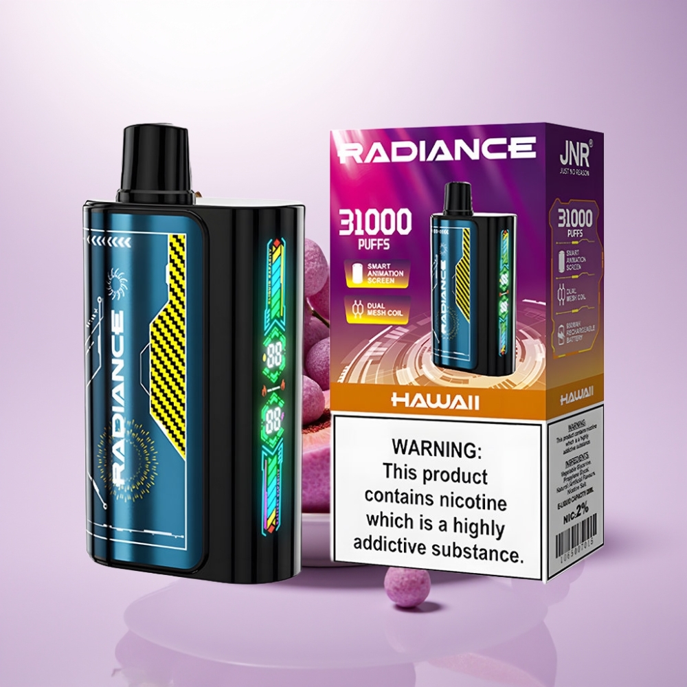 JNR Radiance 31000 Caladas Vape Desechable HAWÁI – Pantalla Animada, Doble Malla, Tipo-C, 28ml