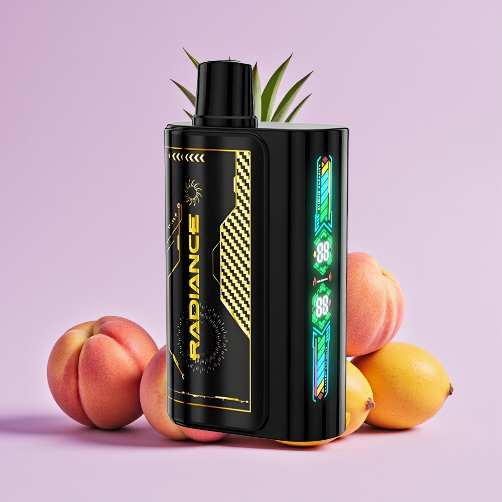 JNR Radiance 31000 Puffs Desechable Vape DURAZNO MANGO PIÑA con Pantalla Animada y Batería Recargable