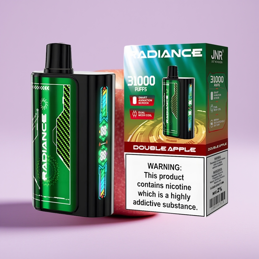 JNR Radiance 31000 Puffs Doble Manzana Pantalla Inteligente y Batería Recargable
