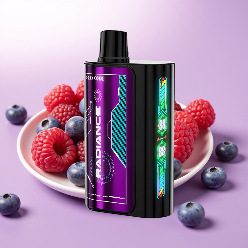 JNR Radiance 31000 Puffs Vape Desechable ARÁNDANO AGRIO FRAMBUESA con Pantalla Animada y Batería Recargable