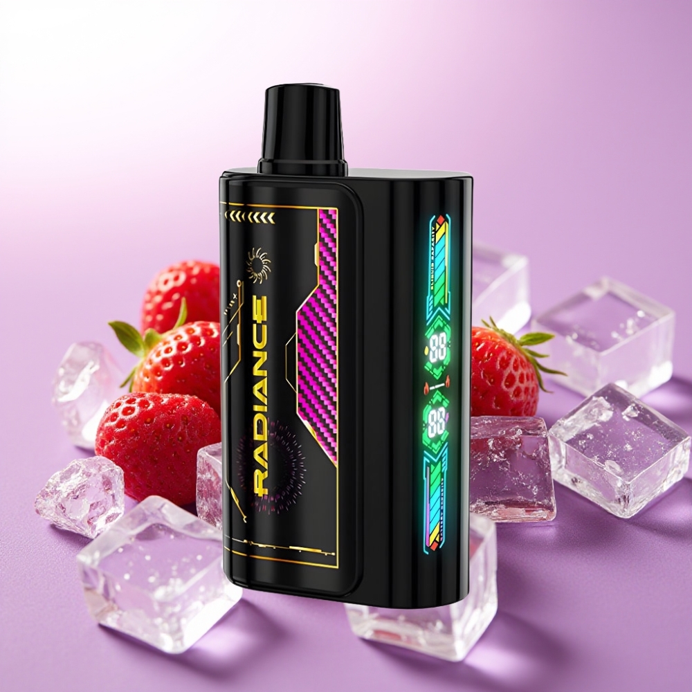 JNR Radiance 31000 Puffs Vape Desechable FRESA HELADA – 28ml, Pantalla Animada, Doble Malla, Batería 950mAh