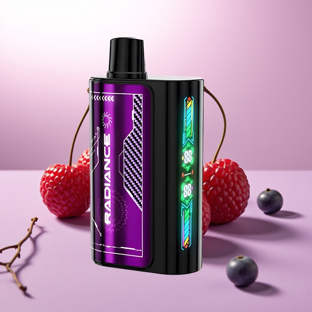 JNR Radiance Vape Desechable 31000 Caladas Sabor CEREZA Y BAYA con Pantalla Animada y Batería Recargable