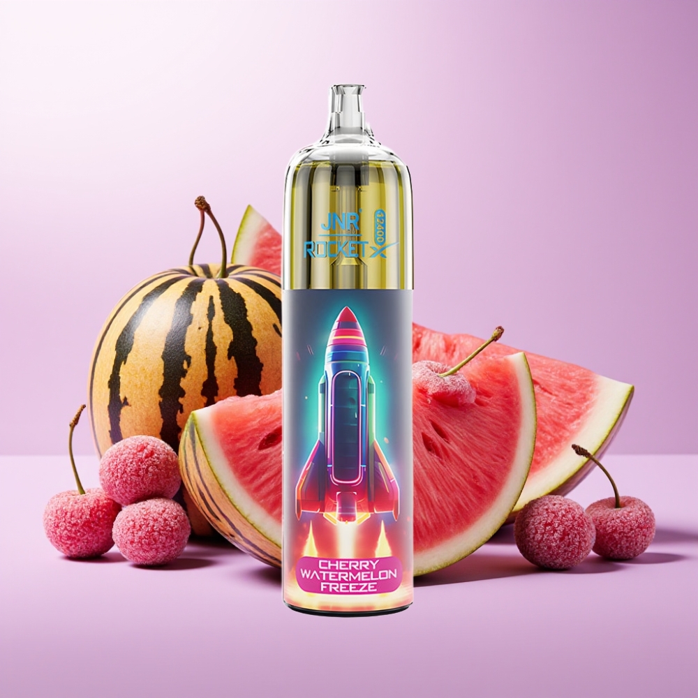 JNR Rocket-X 12400 Puffs Vape Desechable Cereza Sandía Helada con Ajuste de Flujo de Aire, RGB y Carga Rápida Type-C