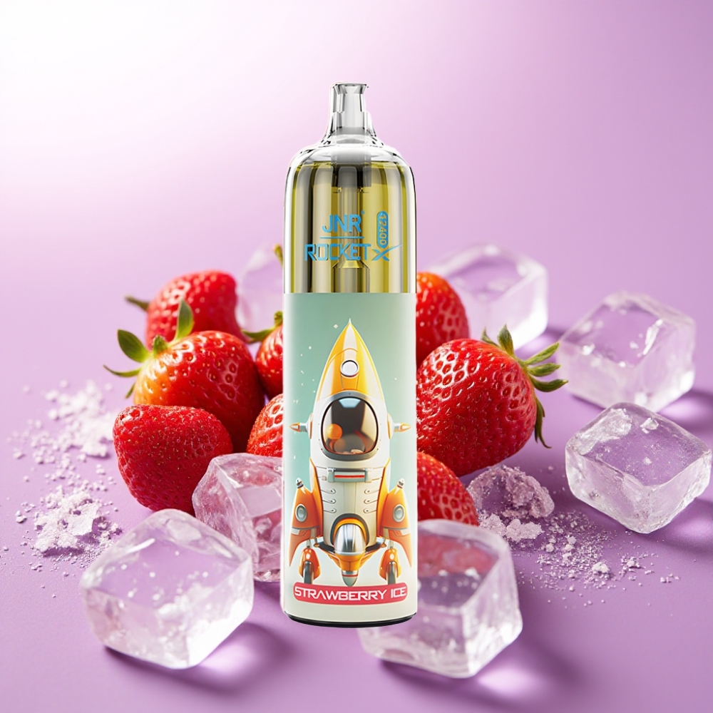 JNR Rocket-X 12400 Puffs Vape Desechable Fresa Helada con RGB, Flujo de Aire Ajustable y Carga Rápida Type-C