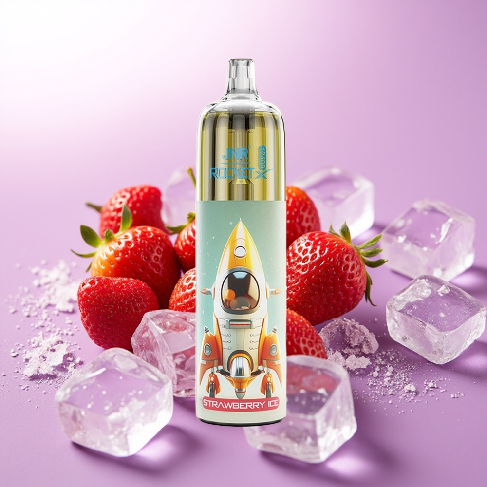 JNR Rocket-X 12400 Puffs Vape Desechable Fresa Helada con RGB, Flujo de Aire Ajustable y Carga Rápida Type-C