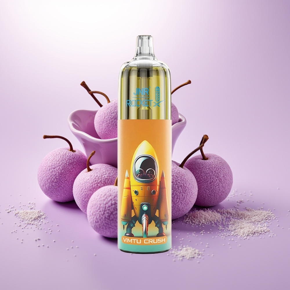 JNR Rocket-X 12400 Puffs Vape Desechable con Flujo de Aire Ajustable, Luces RGB y Sabor Vimtu Crush