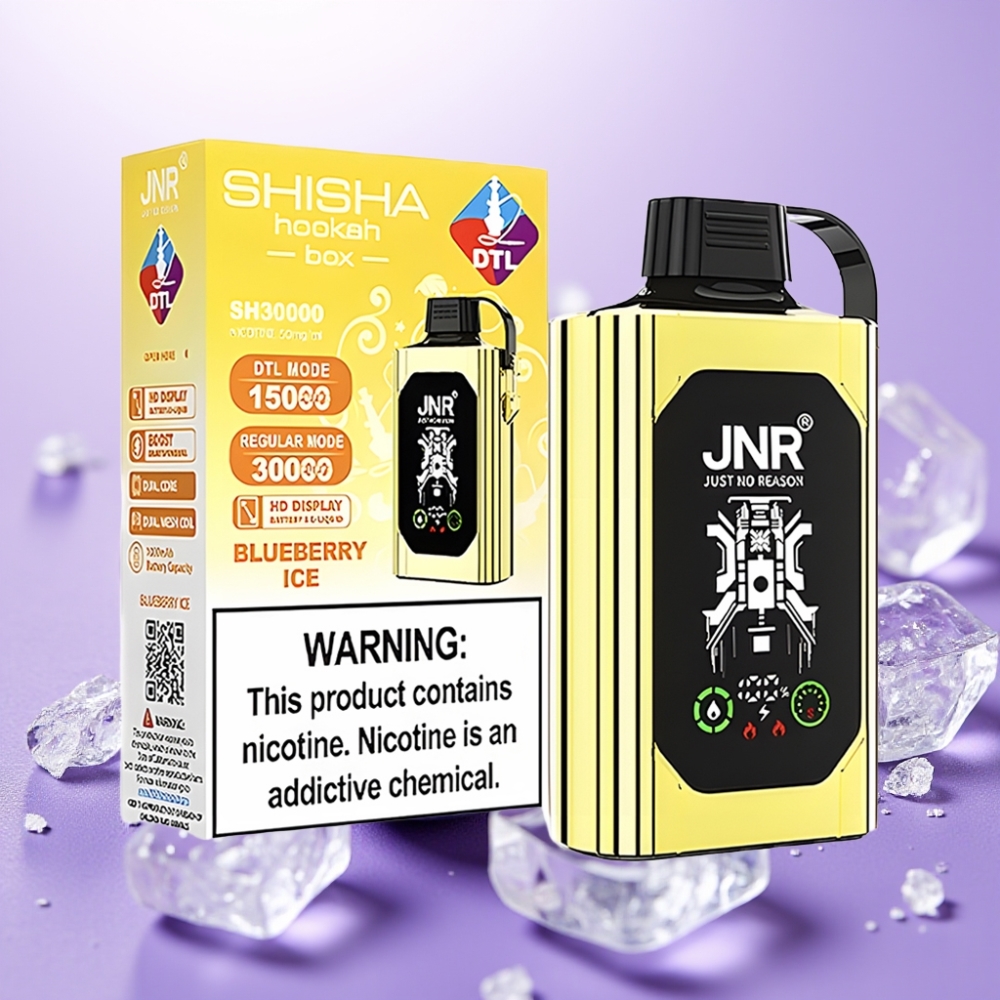JNR Shisha Hookah Box 20500 Puffs - 25ml, HD Display, Carga Tipo-C, Sabor Helado de Arándano