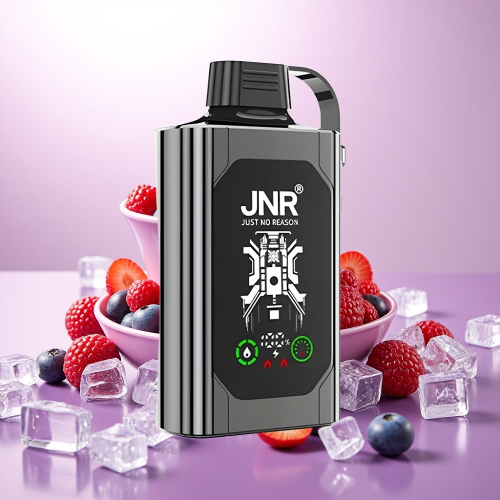 JNR Shisha Hookah Box 20500 Puffs Disposable Vape Frutos Rojos Helados con Pantalla HD, Batería 1000mAh y Carga Rápida Type-C