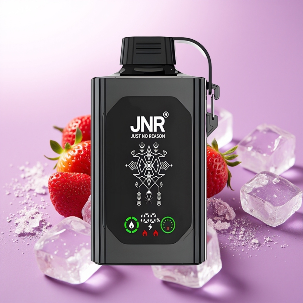 JNR Shisha Hookah Box 20500 Puffs – Fresa Hielo, Pantalla HD, 25ml, Carga Rápida Type-C, Doble Malla